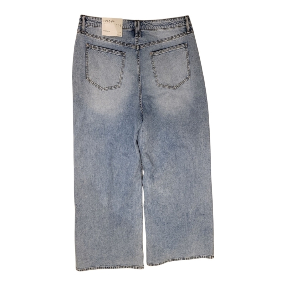 On 34th Core Wide Leg High Rise Light Wash Jeans Size 14 New! - Picture 2 of 10